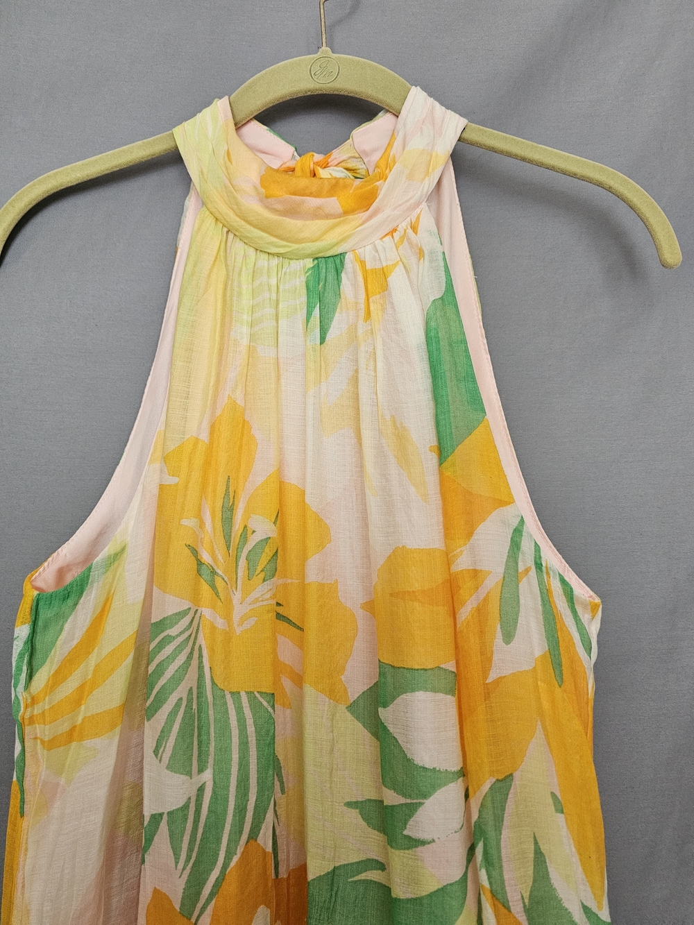Cynthia Steffe Yellow and Green Floral Halter Maxi Dress - Picture 4 of 11